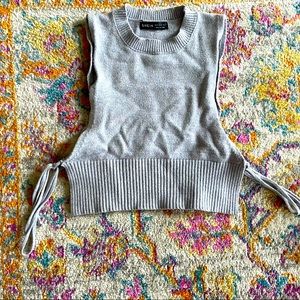 Sweater crop top with ties on the side